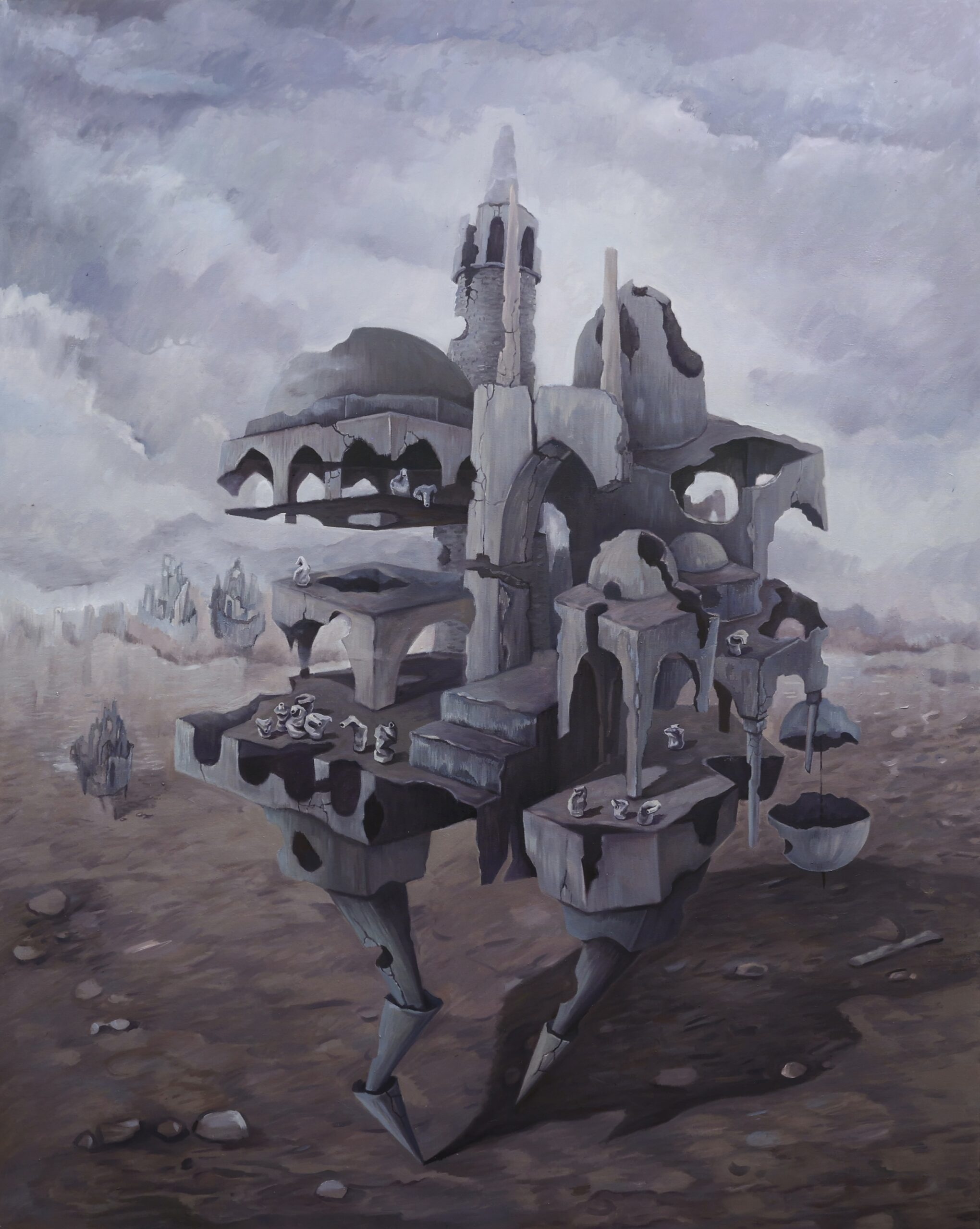 "Trembling Empire," an oil painting on canvas from Foroozan Shirghani's Los Angeles exhibit at ADVOCARTSY